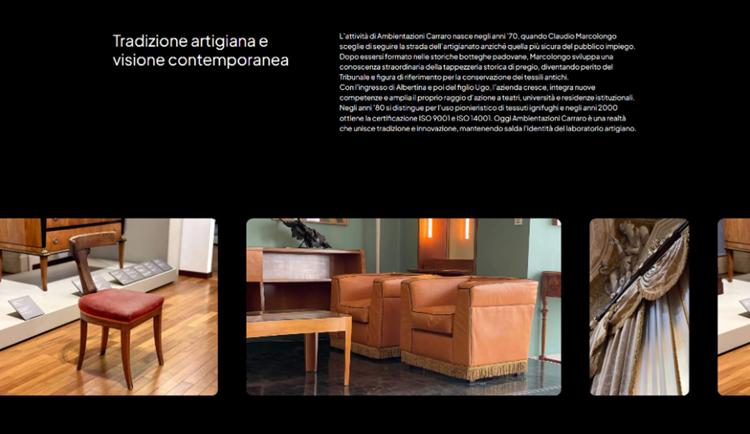 Pagina chi siamo del sito Ambientazioni Carraro