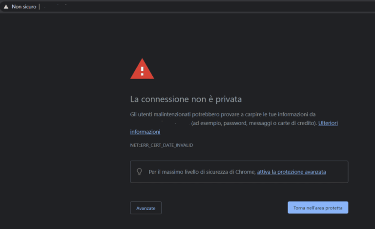 Visualizzazione sito web se non si ha il certificato di sicurezza HTTPS