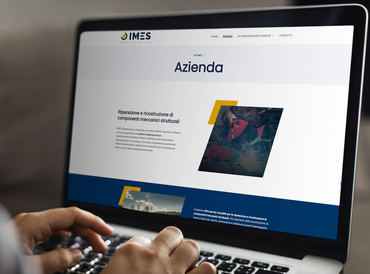 Pagina azienda formato desktop del sito di Imes Engineering