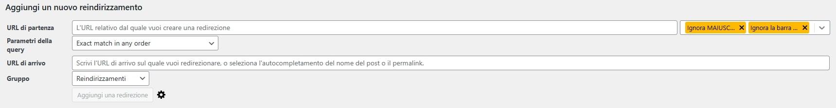 impostazioni plugin per modificare l'url precedente con quello nuovo