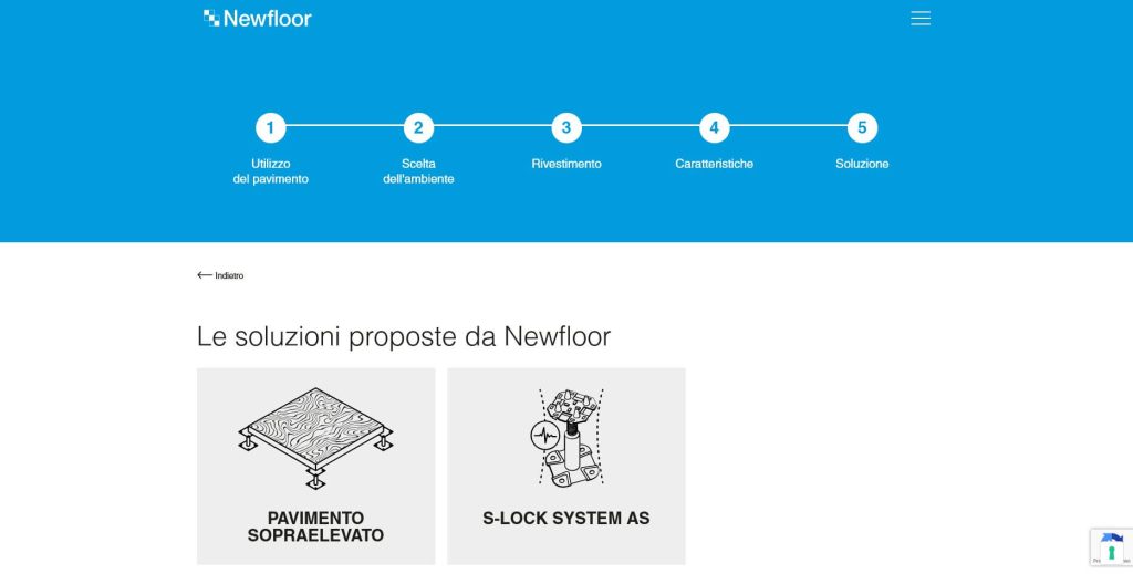 Pagina configuratore online per la scelta del pavimento